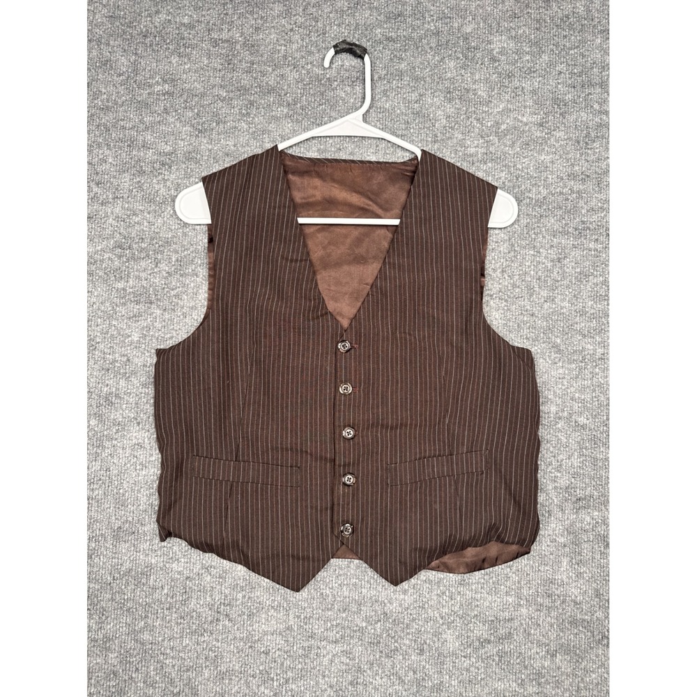 Vintage Brown Pinstripe Waistcoat Vest Mens Dark Academia Steampunk Goth M